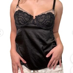 Vintage y2k Victoria’s Secret lace bow trim bustier lingerie chemise top